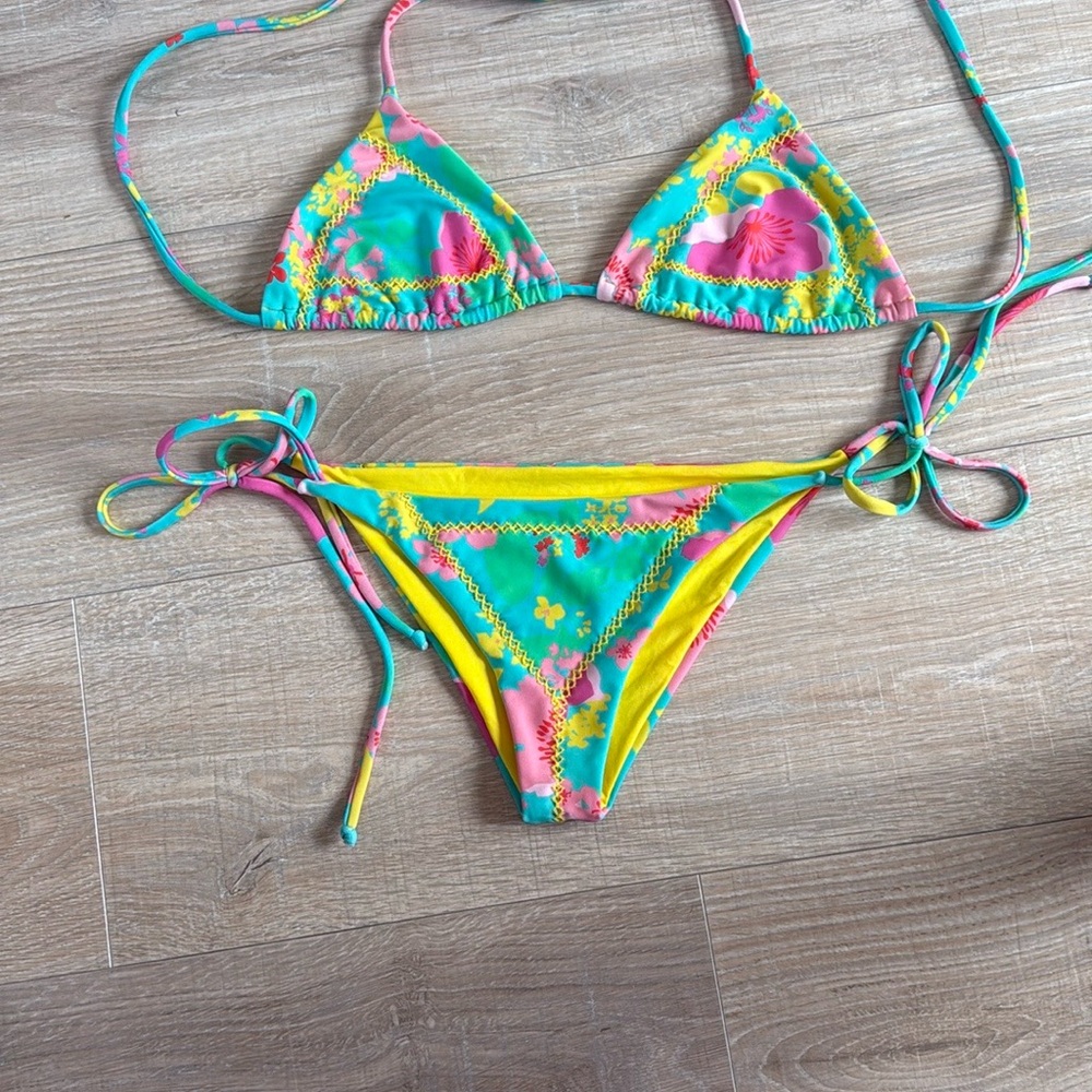 Swimwear Set in Vibrant Yellow and Pink